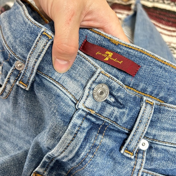 7FAMK Skinny Mid-Rise Ankle Crop with Stripe Patch sz 24 Jeans 7 for all mankind - Picture 6 of 11